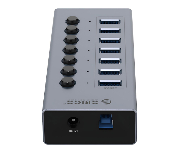 Orico 7x USB-A 3.0 z włącznikami - szary - 1343437 - zdjęcie 2